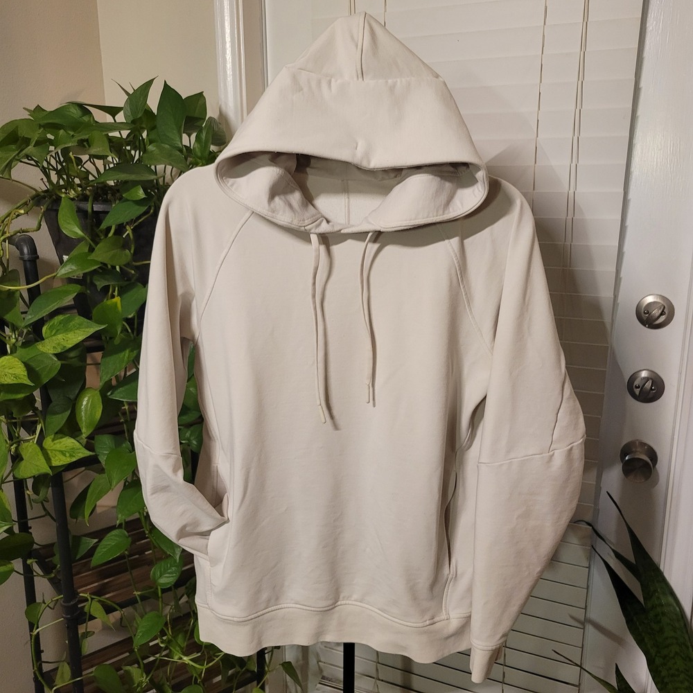Lululemon City Sweat Pullover Hoodie Mens Small Cream Off White French Terry